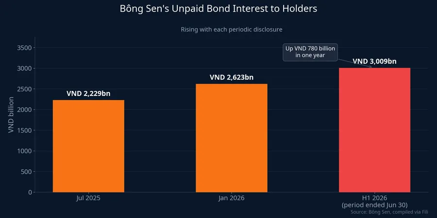 Bông Sen's unpaid bond interest by disclosure period