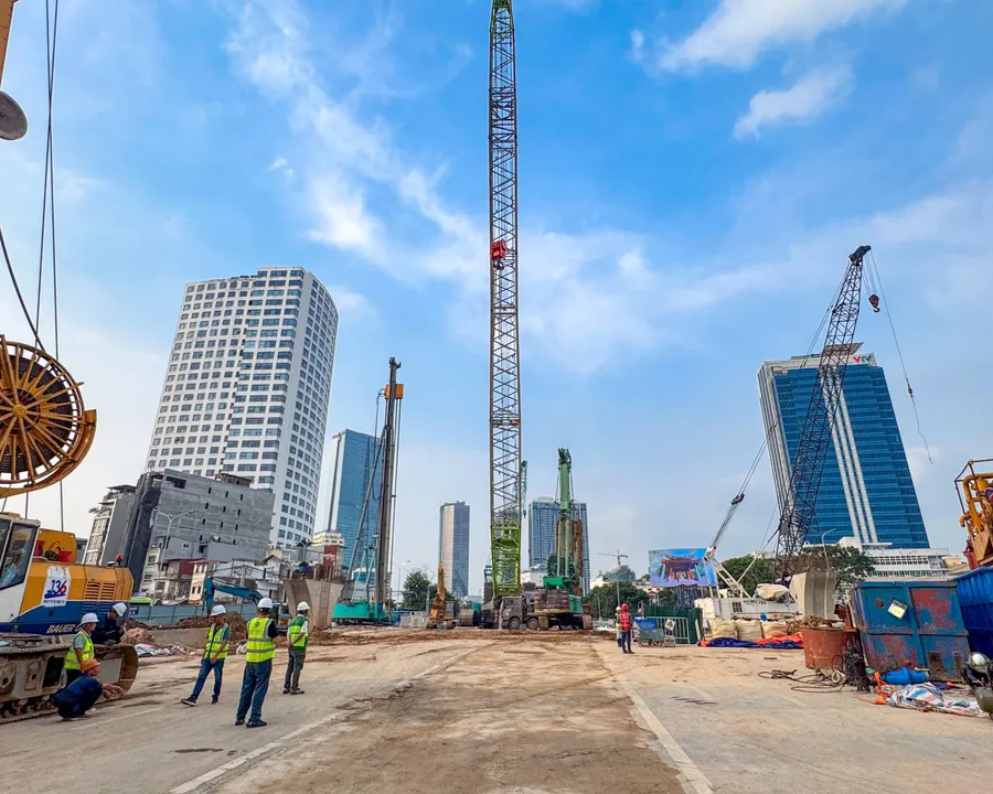 Construction site of a major infrastructure project in Hanoi