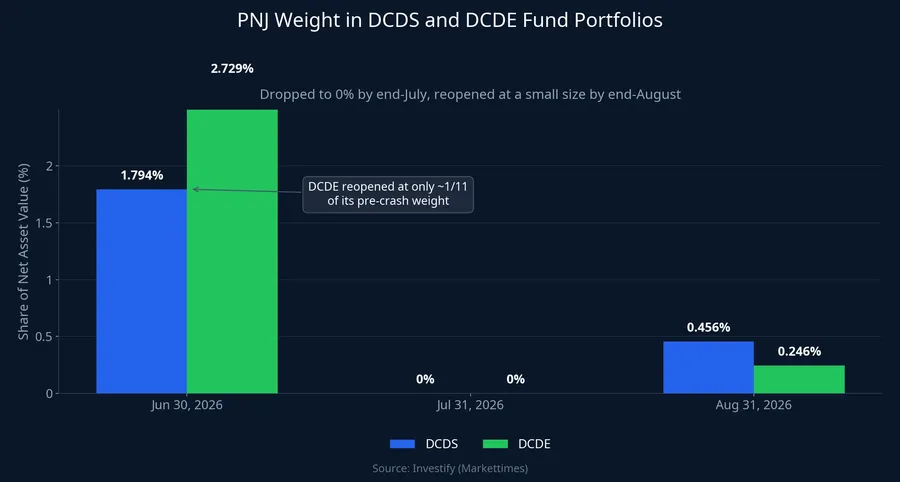 PNJ weighting chart in DCDS and DCDE fund portfolios