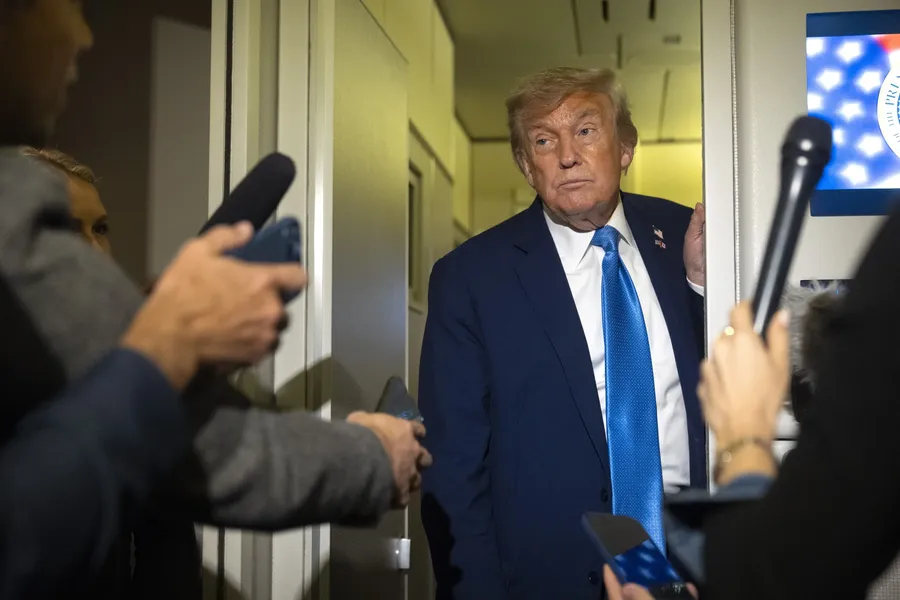 US President Donald Trump speaking to reporters