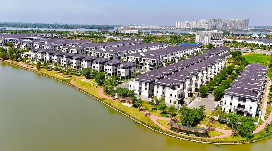 Completed low-rise homes at Aqua Riverside City, Long Hung ward, Dong Nai