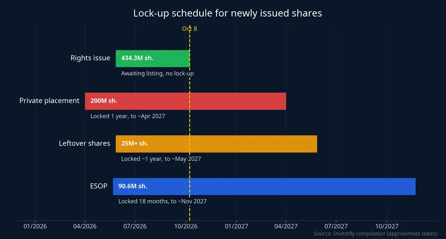 Lock-up schedule for newly issued shares