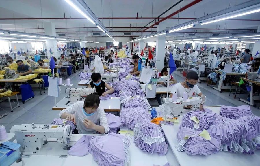 Workers at a garment factory in Vietnam