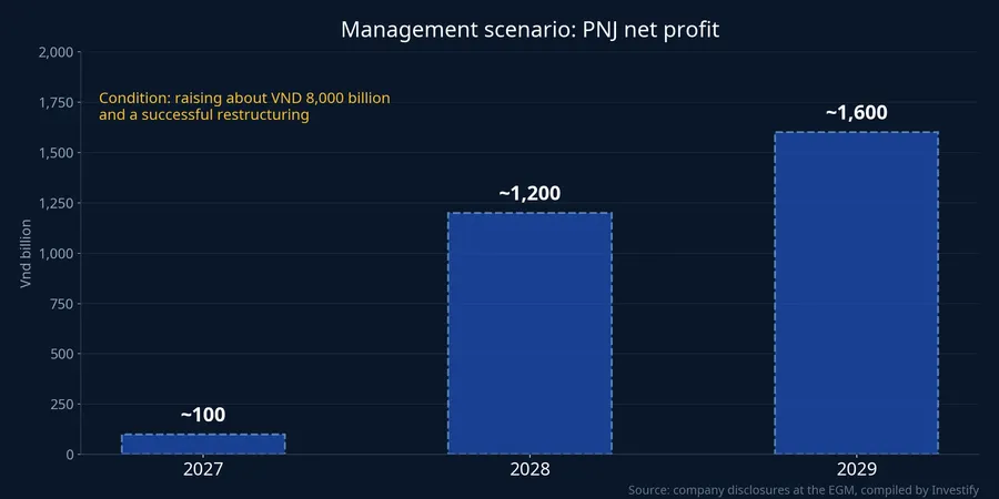 Management's 2027-2029 net profit scenario for PNJ
