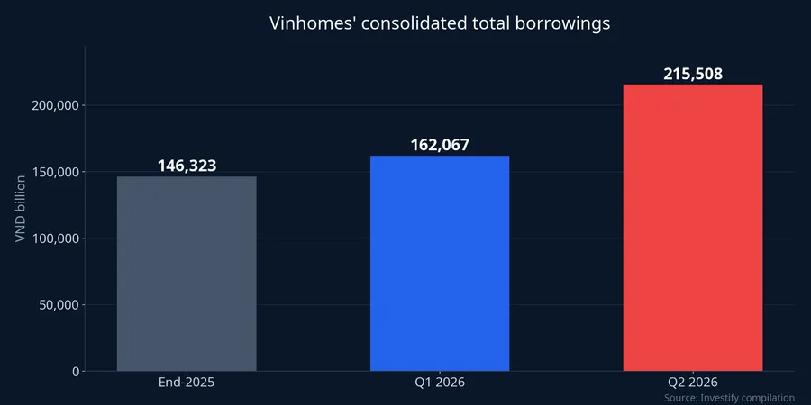 Vinhomes' consolidated total borrowings at three points