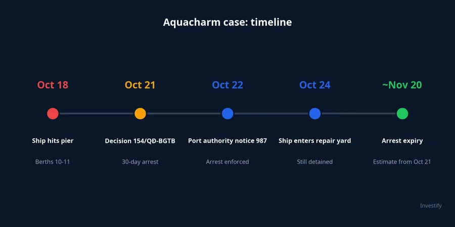 Timeline of the Aquacharm collision at Hòa Phát's Dung Quất pier