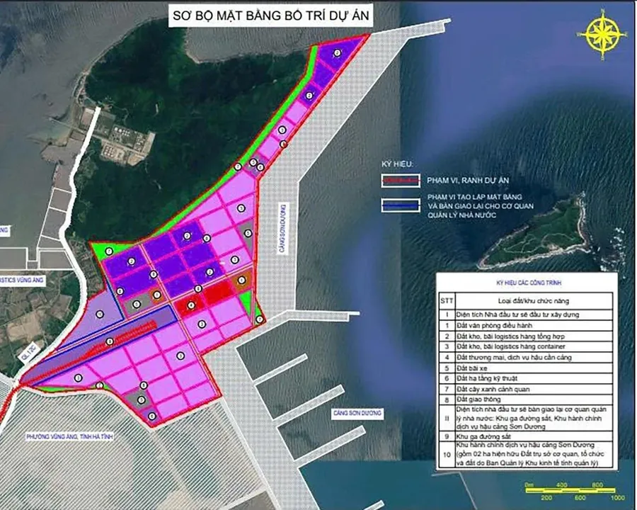 Preliminary layout of the Son Duong Logistics and Port Services Center
