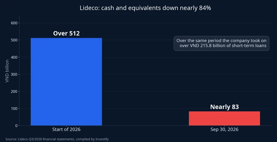 Lideco's cash and equivalents down nearly 84%