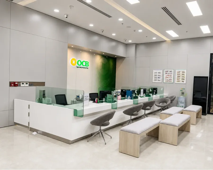 A teller counter at an OCB branch