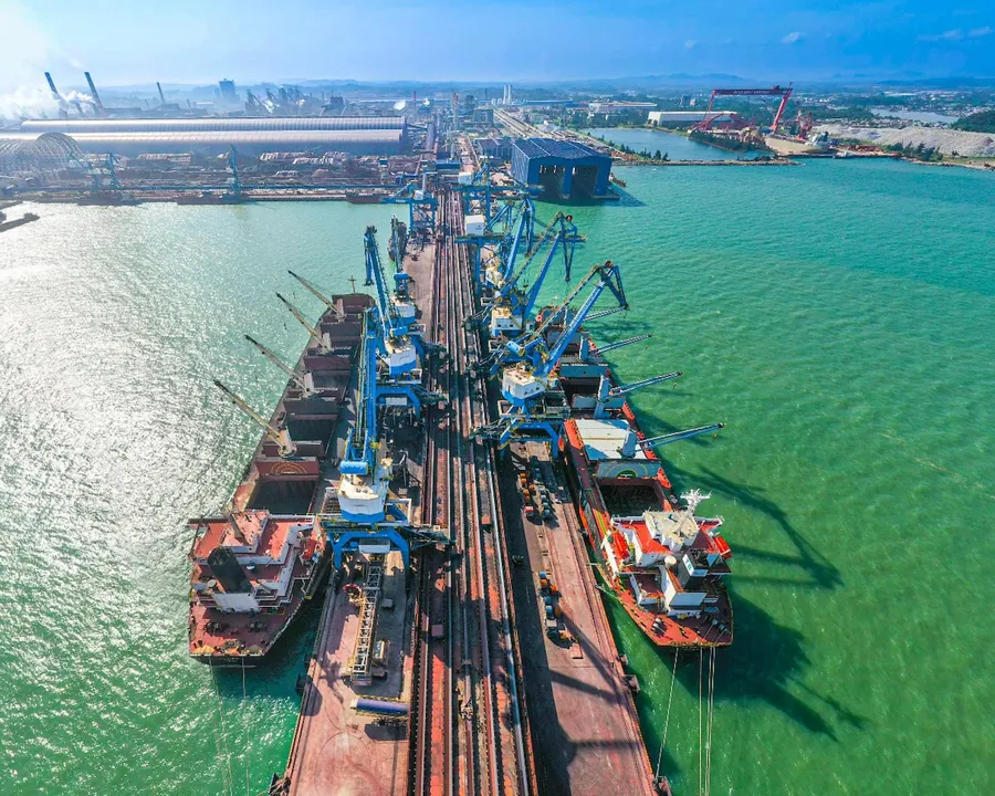 Hoa Phat Dung Quat port, where bulk carriers unload iron ore and coal