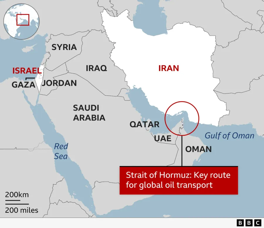Bản đồ eo biển Hormuz — tuyến hàng hải huyết mạch cho dầu mỏ toàn cầu