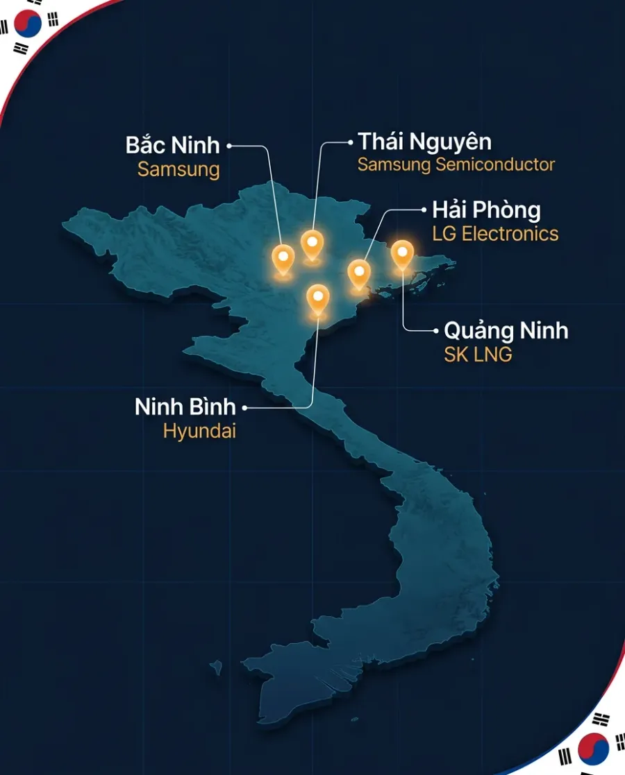 Bản đồ các cứ điểm FDI Hàn Quốc tại Việt Nam
