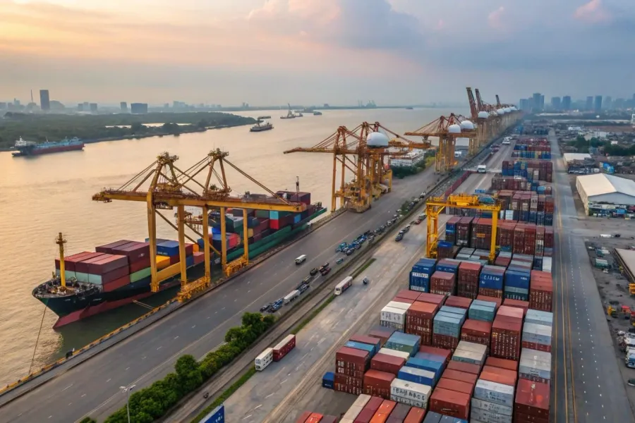 Cảng container phản ánh áp lực logistics và vận tải