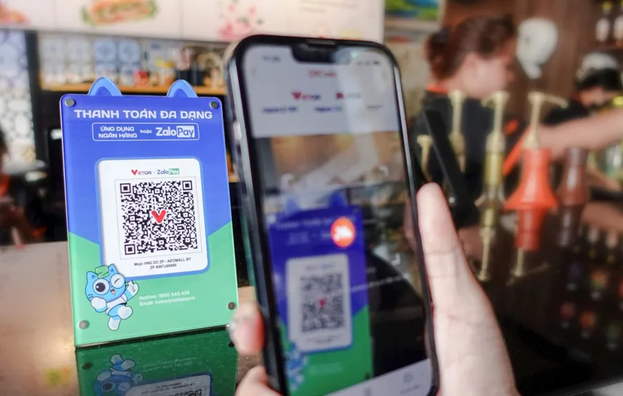 Minh họa thanh toán ví điện tử qua mã QR