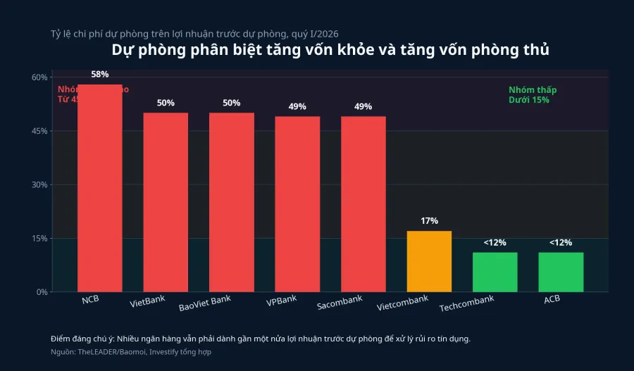 Biểu đồ tỷ lệ dự phòng trên lợi nhuận trước dự phòng