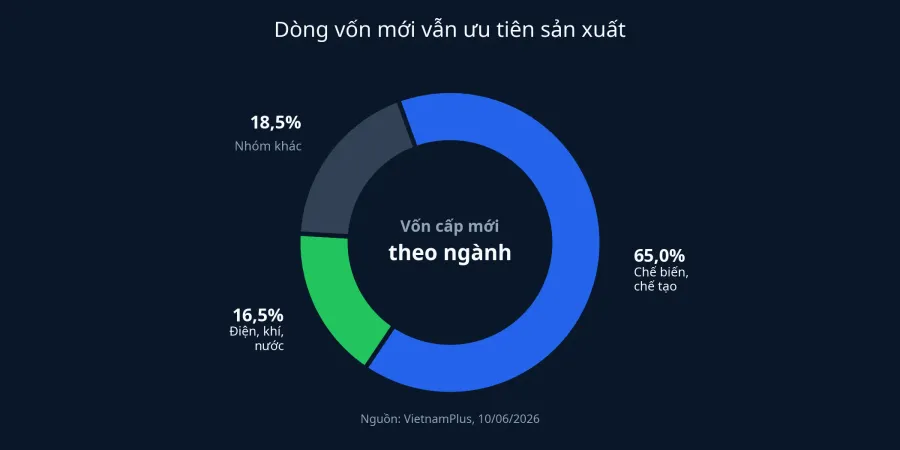 Tỷ trọng vốn cấp mới theo ngành