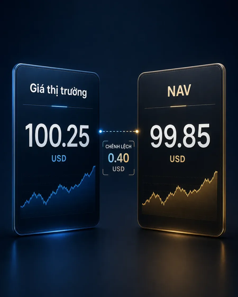 Minh họa chênh lệch giữa giá thị trường và NAV