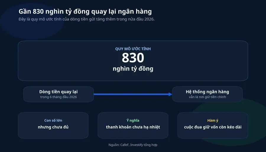 Đồ họa quy mô dòng tiền gửi quay lại ngân hàng