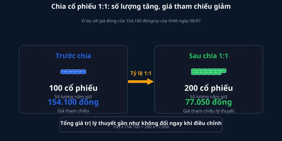 Minh họa cơ chế điều chỉnh sau chia 1:1