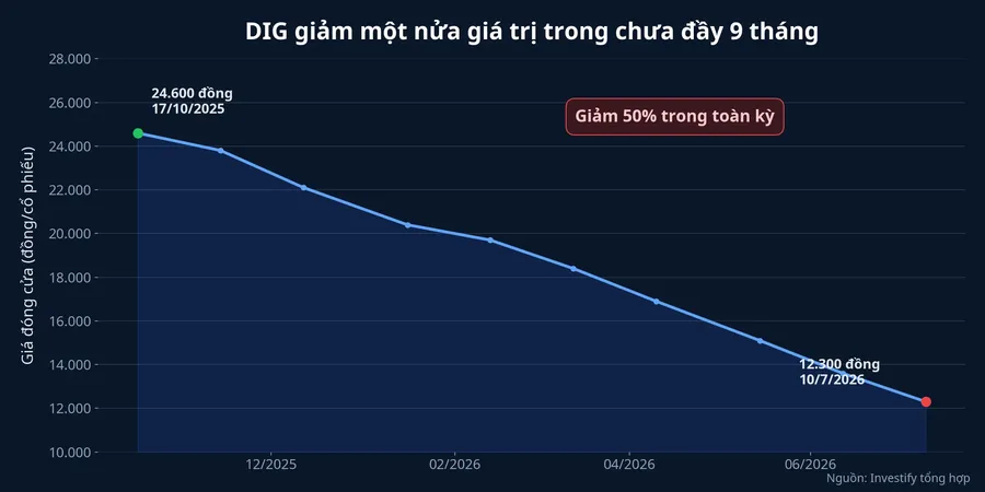 Diễn biến giá DIG từ tháng 10/2025 đến tháng 7/2026