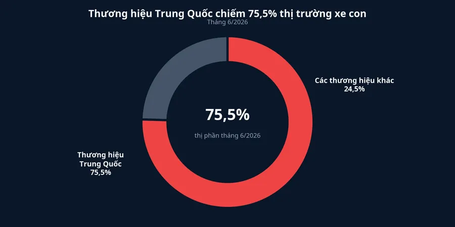 Biểu đồ thị phần xe con của thương hiệu Trung Quốc
