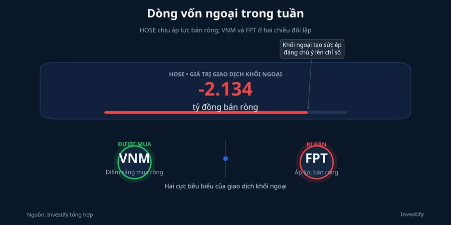 Dòng vốn ngoại trên HOSE và sự phân hóa giữa VNM với FPT