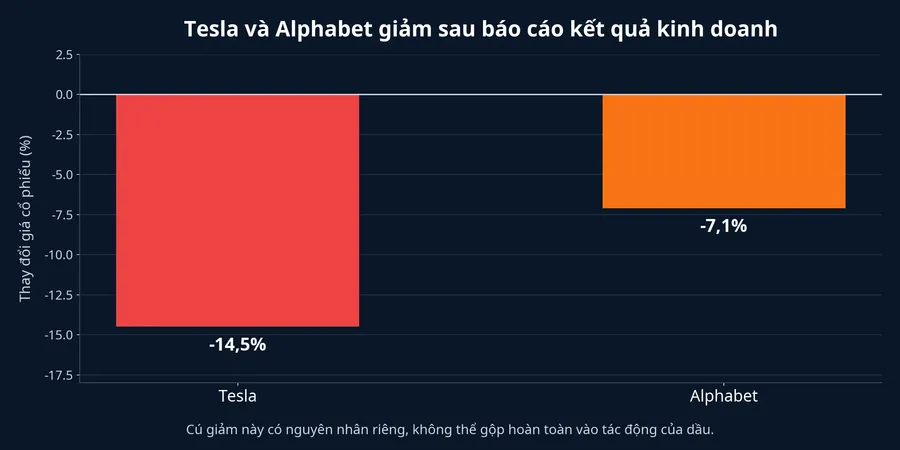 Mức giảm của Tesla và Alphabet sau báo cáo