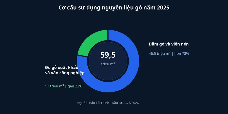 Cơ cấu sử dụng nguyên liệu gỗ năm 2025