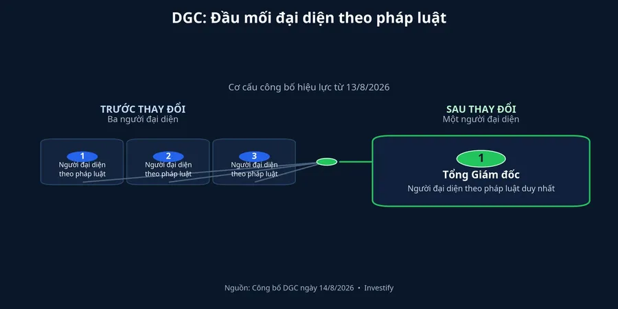 Sơ đồ thay đổi đầu mối đại diện theo pháp luật của DGC