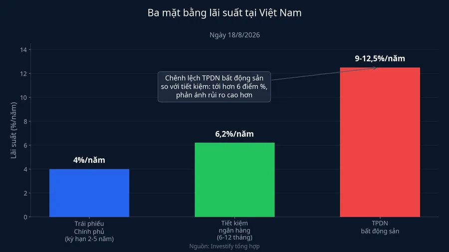 Ba mặt bằng lãi suất tại Việt Nam ngày 18/8/2026