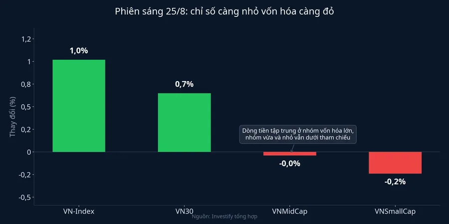 Bốn rổ chỉ số HOSE phiên sáng 25/8