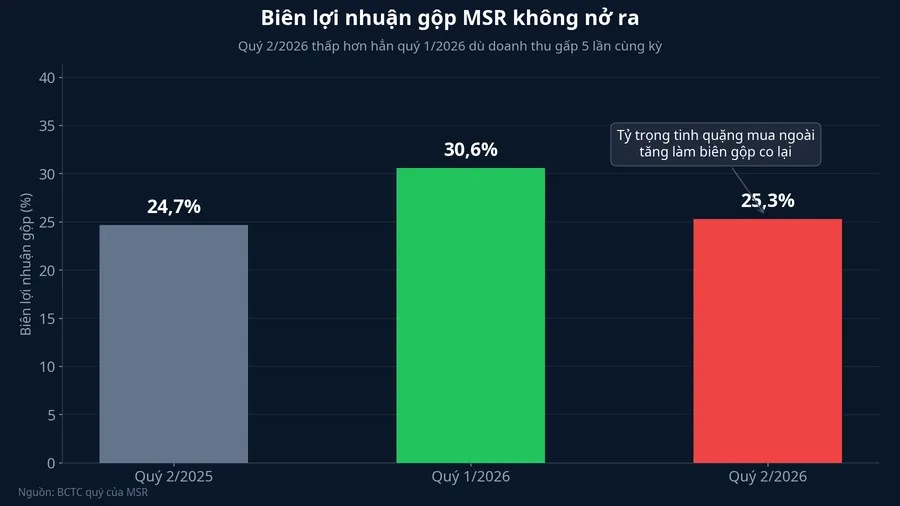 Biên lợi nhuận gộp MSR theo quý