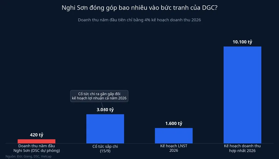 Nghi Sơn đóng góp bao nhiêu vào bức tranh của DGC so với cổ tức sắp chi và kế hoạch lợi nhuận 2026