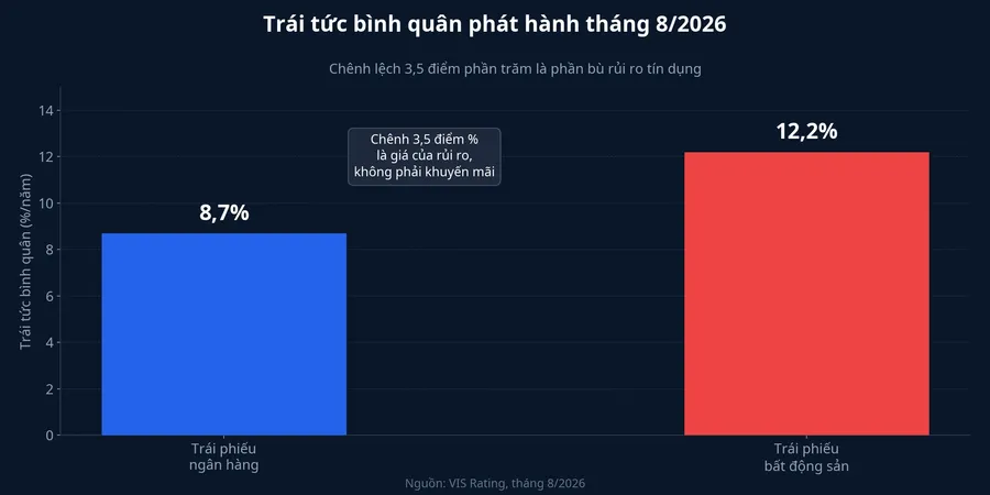 Trái tức bình quân trái phiếu ngân hàng và bất động sản tháng 8/2026