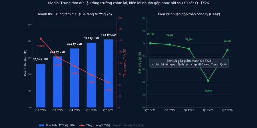 Biểu đồ doanh thu và biên lợi nhuận gộp Nvidia