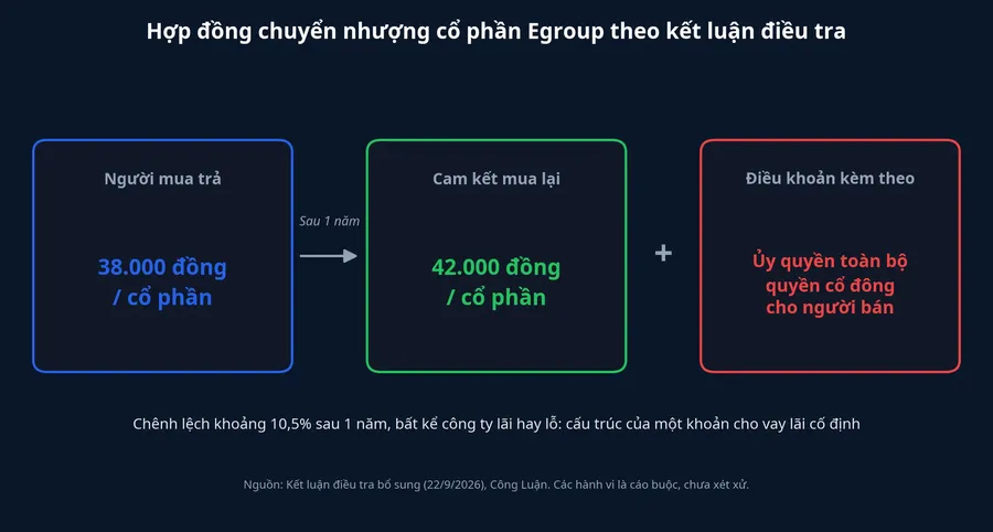 Cấu trúc hợp đồng chuyển nhượng cổ phần Egroup theo kết luận điều tra