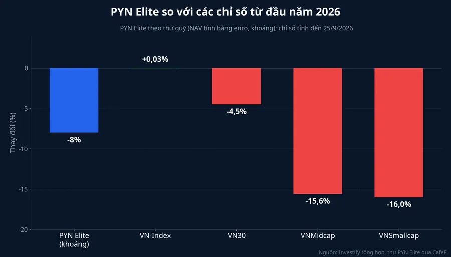 Hiệu suất PYN Elite so với các chỉ số từ đầu năm 2026