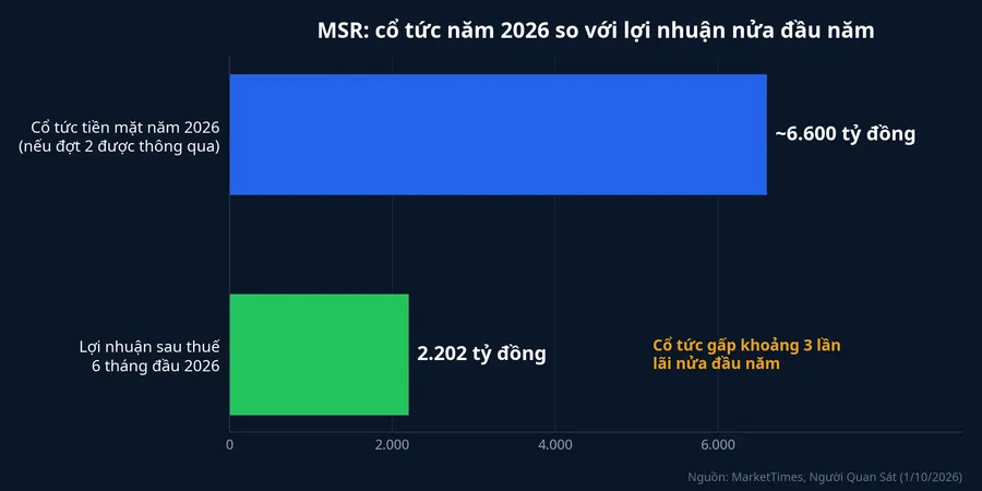 Cổ tức năm 2026 so với lợi nhuận nửa đầu năm