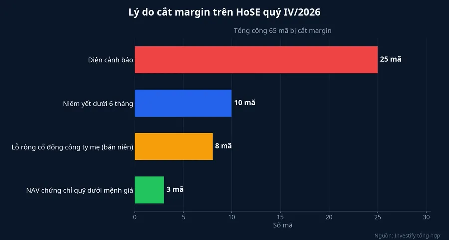 Biểu đồ lý do cắt margin trên HoSE quý IV/2026